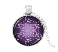 Collier avec pendentif cube métatron géométrique sacrée fleur de vie bijoux chakra spirituel collier pour femme collier hexagonal magique ras du cou, nan