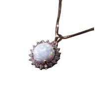 Collier avec pendentif de dessin animé, collier tendance avec pendentif tournesol pour femme, couleur or rose, cristal zircon imitation opale, bijoux - plaqué bronze antique, 60 cm