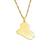 Collier Avec Pendentif De La Carte Des Villes De La République D'Irak, Bijoux Tendance Hip Hop Personnalisés Au Quotidien, Chaîne Réglable, Bijoux Empilables Pour Cadeau De Bijoux Amoureux De L