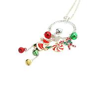 Collier avec pendentif de Noël avec grelot de Noël avec Père Noël - Bijoux de cou - Cadeau de Noël à suspendre - Ornement mural pour sapin de Noël
