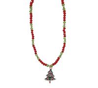 Collier avec pendentif de Noël de dessin animé, chaîne clavicule, tempérament, collier de perles simple, bijoux de vacances, collier de perles coloré, accessoire de mode, unique pour femmes et enfants