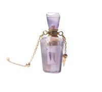 Collier avec Pendentif Diffuseur D'Huiles Essentielles En Cristal D'Améthyste pour Femmes et Filles, Pendentif En Pierre Précieuse pour Bouteille De Parfum avec Longue Chaîne Plaquée Or 18 Carat