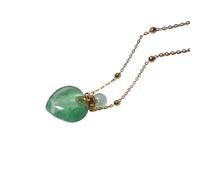 Collier avec Pendentif Diffuseur D'Huiles Essentielles En Cristal pour Femme, Pendentif En Forme De Cœur En Forme De Bouteille De Parfum avec Chaîne Plaquée Or 18 Carats, Collier En Fluorite Vert