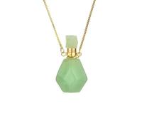 Collier avec Pendentif Diffuseur D'Huiles Essentielles En Cristal pour Femmes et Hommes, Pendentif En Pierre Précieuse Taillée, Flacon De Parfum avec Chaîne En Or, Collier En Aventurine Verte De