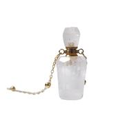 Collier avec Pendentif Diffuseur D'Huiles Essentielles En Quartz Transparent pour Femmes et Filles, Pendentif En Pierre Précieuse, Flacon De Parfum avec Longue Chaîne Plaquée Or 18 Carats, 68 Cm