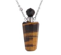 Collier Avec Pendentif Diffuseur D'Huiles Essentielles Et Parfum pour Homme Et Femme|Breloque Bouteille Hexagonale Avec Chaîne en Argent Et Perle en Pierre Précieuse, Amulette Ras Du Cou, Bijoux Ca