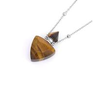 Collier Avec Pendentif Diffuseur D'Huiles Essentielles Et Parfum pour Homme Et Femme|Breloque Bouteille Triangulaire Avec Chaîne en Argent, Perle en Pierre Précieuse, Amulette Ras Du Cou, Bijoux Ca