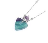 Collier Avec Pendentif Diffuseur D'Huiles Essentielles Et Parfum pour Homme Et Femme|Breloque Bouteille Triangulaire Avec Chaîne en Argent, Perle en Pierre Précieuse, Amulette Ras Du Cou, Bijoux Ca