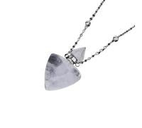 Collier Avec Pendentif Diffuseur D'Huiles Essentielles Et Parfum pour Homme Et Femme|Breloque Bouteille Triangulaire Avec Chaîne en Argent, Perle en Pierre Précieuse, Amulette Ras Du Cou, Bijoux Ca