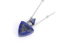 Collier Avec Pendentif Diffuseur D'Huiles Essentielles Et Parfum pour Homme Et Femme|Breloque Bouteille Triangulaire Avec Chaîne en Argent, Perle en Pierre Précieuse, Amulette Ras Du Cou, Bijoux Ca