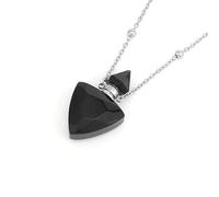 Collier Avec Pendentif Diffuseur D'Huiles Essentielles Et Parfum pour Homme Et Femme|Breloque Bouteille Triangulaire Avec Chaîne en Argent, Perle en Pierre Précieuse, Amulette Ras Du Cou, Bijoux Ca