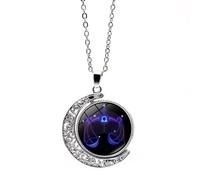 Collier Avec Pendentif Douze Constellations Pour Homme Et Femme Chaîne De Pull Tendance Double Face Rotative En Forme De Lune Bijou D'Anniversaire Collier Astrologique Cadeau Pour Couple Balance