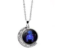 Collier Avec Pendentif Douze Constellations Pour Homme Et Femme Chaîne De Pull Tendance Double Face Rotative En Forme De Lune Bijou D'Anniversaire Collier Astrologique Cadeau Pour Couple Scorpion