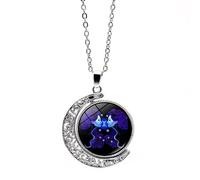 Collier Avec Pendentif Douze Constellations Pour Homme Et Femme Chaîne De Pull Tendance Double Face Rotative En Forme De Lune Bijou D'Anniversaire Collier Astrologique Cadeau Pour Couple Gémeaux