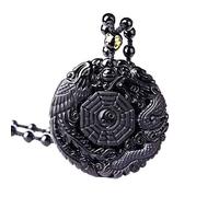 Collier avec pendentif dragon en obsidienne noire sculpté en forme de phénix - Style chinois - Y4v5 - Amulette pour homme - Mascotte - Paix porte-bonheur pour femme, Obsidienne
