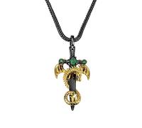 Collier avec pendentif dragon médiéval pour homme avec pierre de naissance vintage punk Monster Courage Dragon Bijoux Fête des Pères Cadeau pour petit ami