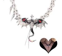 Collier avec pendentif dragon volant emprisonné, chérishion punk rock, dragon volant gothique, chaîne clavicule, bijoux pour Halloween, Noël, femmes, filles, hommes, 1, Cuivre, Pas de gemme