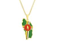 Collier Avec Pendentif Drapeau Carte De La Dominique, Collier Ras Du Cou Avec Drapeau De Couleur Hip Hop, Collier Patriotique Rétro De La Dominique, Bijoux Pour Femmes Et Filles, Jaune, 50 Cm