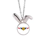 Collier avec pendentif drapeau de la France avec emblème national lapin