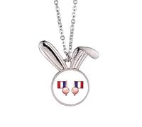 Collier avec pendentif drapeau de la France - Lapin - Cadeau