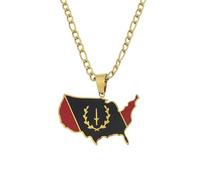 Collier avec pendentif drapeau du patrimoine américain noir pour homme et femme - Collier avec pendentif en forme de carte de l'Amérique africaine - Bijoux noirs américains - Bijoux en, 17.7 Inches