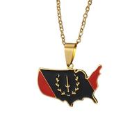 Collier avec pendentif drapeau du patrimoine américain noir pour homme et femme - Collier avec pendentif en forme de carte de l'Amérique africaine - Bijoux noirs américains - Bijoux en, 23.6 Inches