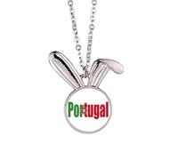 Collier avec pendentif drapeau du Portugal avec nom de lapin