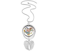 Collier avec pendentif drapeau national Cuba Love Heart Landscap - Ailes d'ange rotatives