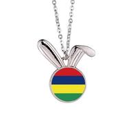Collier avec pendentif drapeau national de l'Ile Maurice - Cadeau idéal pour lapin