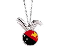 Collier avec pendentif drapeau national de Papouasie-Nouvelle-Guinée Océanie Pays Lapin Bijoux Cadeau