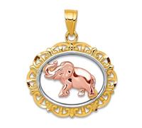 Collier avec pendentif éléphant en or poli 10 carats 22 x 21 mm de large pour femme
