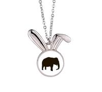Collier avec pendentif éléphant noir mignon représentant un lapin