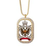 Collier avec pendentif emblème aigle à deux têtes - Bijoux dorés en cristal de diamant