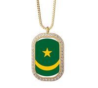 Collier avec pendentif emblème de la Mauritanie afnational en cristal de diamant Bijoux dorés