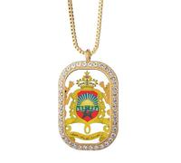 Collier avec pendentif emblème marocain afnational en cristal de diamant doré