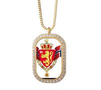 Collier avec pendentif emblème national de la Norvège et cristal de diamant Doré