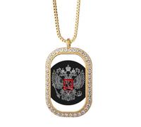 Collier avec pendentif emblème national de la Russie et cristal de diamant Doré