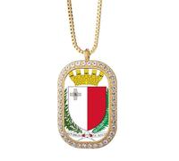 Collier avec pendentif emblème national de Malte UE Diamant Cristal Doré