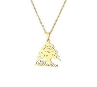 Collier Avec Pendentif Emblème National Du Liban Pour Femme - Collier Avec Carte De L'Emblème National Du Liban Collier Avec Pendentif Liban Fashion Glossy 316L Couple Necklace,Aureate,45Cm Or 17.7