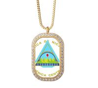 Collier avec pendentif emblème national du Nicaragua en cristal de diamant doré