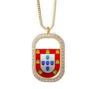 Collier avec pendentif emblème national du Portugal avec pendentif en cristal de diamant Doré