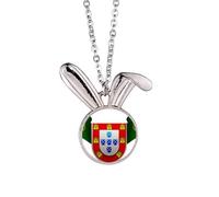 Collier avec pendentif emblème national du Portugal - Symbole du pays - Lapin - Bijoux cadeau