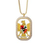 Collier avec pendentif emblème national indsia avec diamant et cristal doré