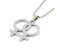 Collier avec pendentif en acier inoxydable inoxydable et inodore pour une utilisation longue durée de vie - Double femme gay - Doux pour la peau