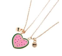 Collier avec pendentif en alliage avec cœur de pastèque fendu, chaîne de cou réglable pour meilleur ami pour un usage quotidien, accent de tenue et looks superposés, breloque en forme de fruit,