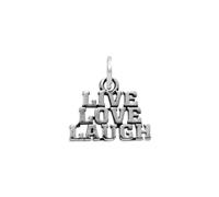 Collier avec pendentif en argent sterling 925 Live Love Laugh 11 x 17 mm pour femme