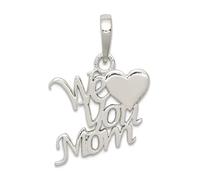 Collier avec pendentif en argent sterling 925 massif poli We Love You Mom 20 x 18 mm de large pour femme