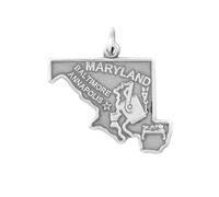 Collier avec pendentif en argent sterling 925 oxydé « Welcome To Old Line State » - 24 mm x 26 mm - Bijoux pour femme