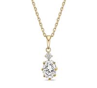 Collier avec pendentif en argent sterling 925 plaqué or jaune 14 carats avec pierre de naissance ovale et saphir blanc synthétique de 45,7 cm ou boucles d'oreilles pendantes - Pierre de naissance/mois
