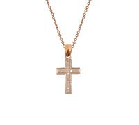 Collier avec pendentif en argent sterling 925 plaqué or rose avec croix de Jésus et zircone cubique